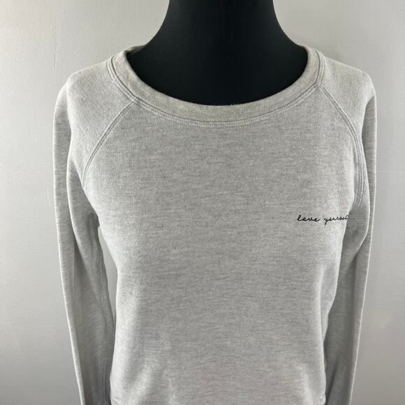 FOR THE REPUBLIC Gray Cotton Blend Round Neck "Love Yourself" Sweatshirt Size XS - Picture 2 of 7